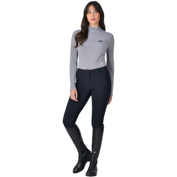 2026 WeatherBeeta Mujer 37.5 Ligero Rendimiento Manga Larga 1/4 Cremallera Zip Top 1029993007 - Navy / Mauve Wine Marle